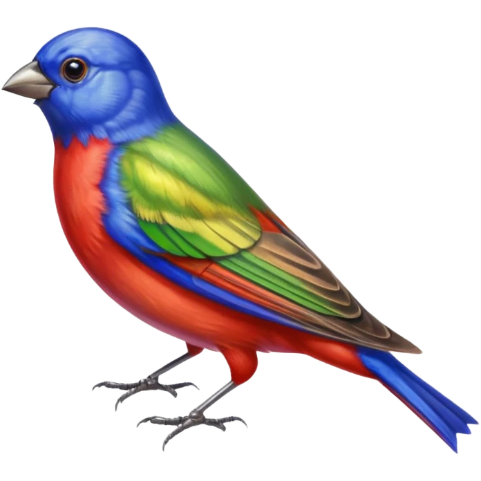 Hyperrealistic, colorful, mirco-detailed, isolated Painted Bunting bird, still life, no emoji faces, no emoji icons, 4k emoji