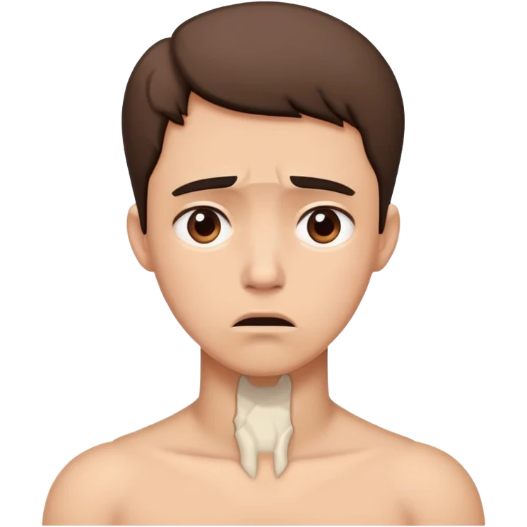 person with a large lump on the side of the neck, worried expression emoji