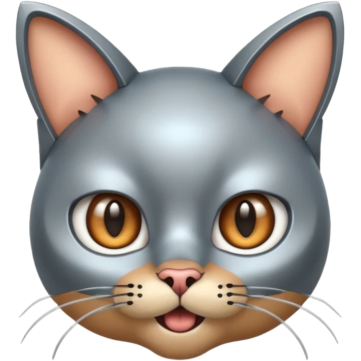 robot looking surprised with cat ears and looks funny emoji