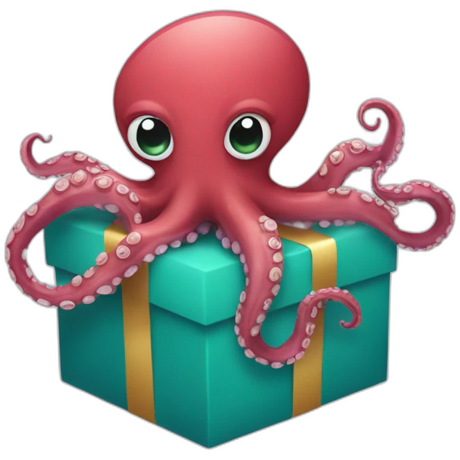 Octopus opening Christmas present emoji