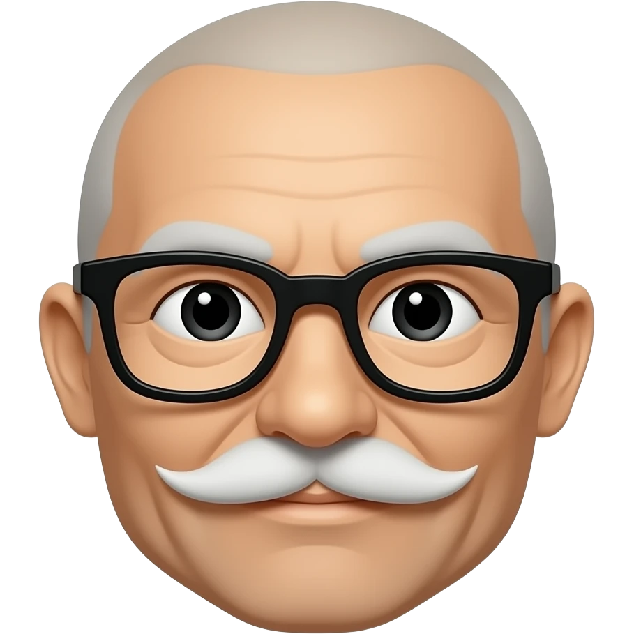 Personnage taichi lunette noire moustache blanche pas beaucoup de cheveux emoji