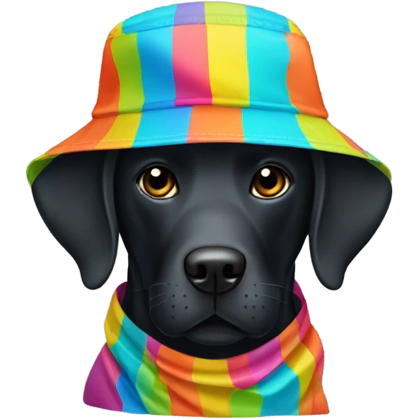 Black lab with a bucket hat emoji