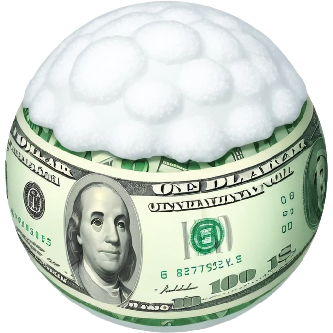 Snow ball with dollar bills  emoji