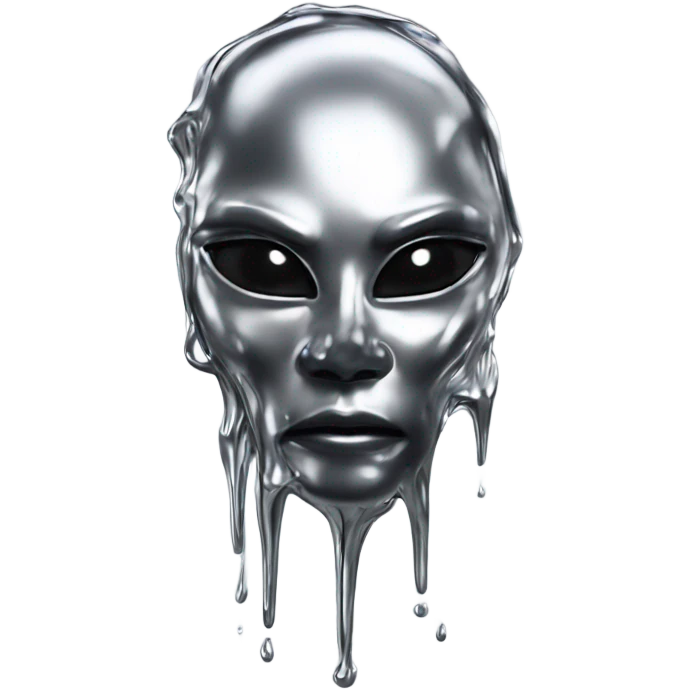 Abstract creature made of liquid chrome emoji