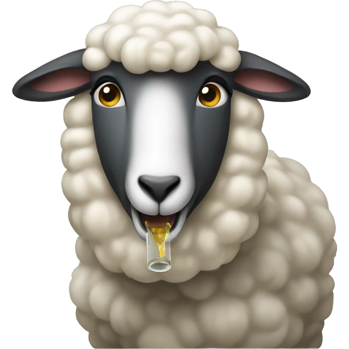 Sheep drinking a bottle emoji
