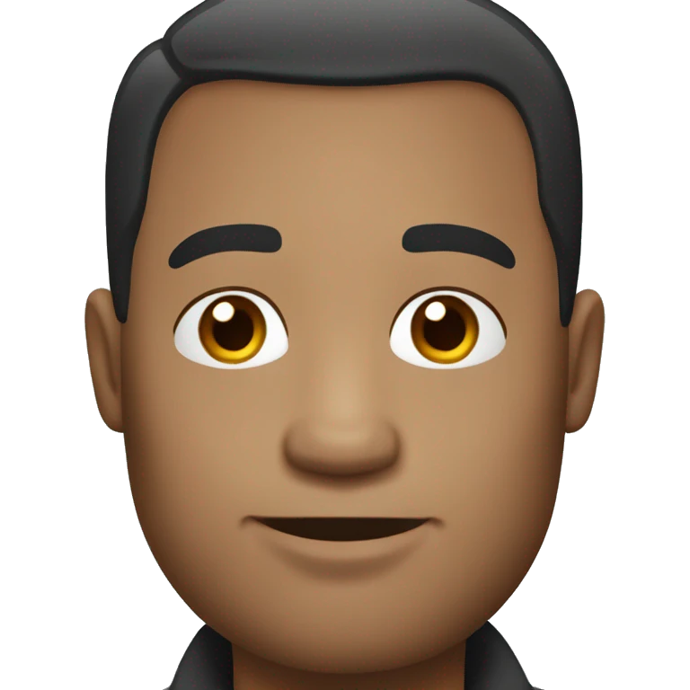 Cartoon character in Bitmoji style slightly bald dark hair little hair male, around 40 years old The character is wearing  emoji