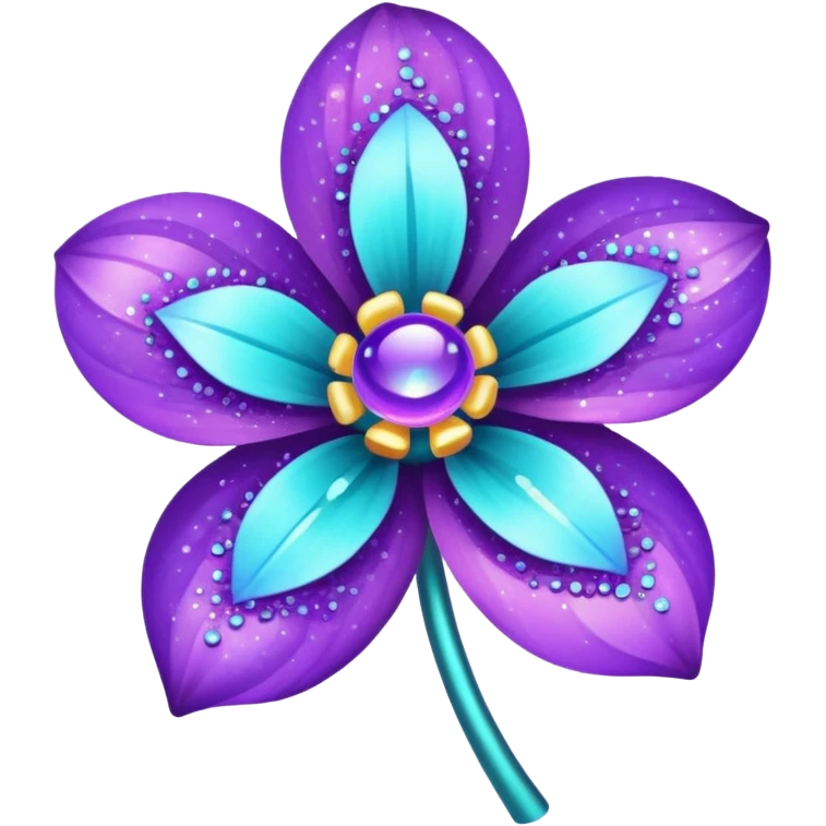 glitter purple and cian flower emoji