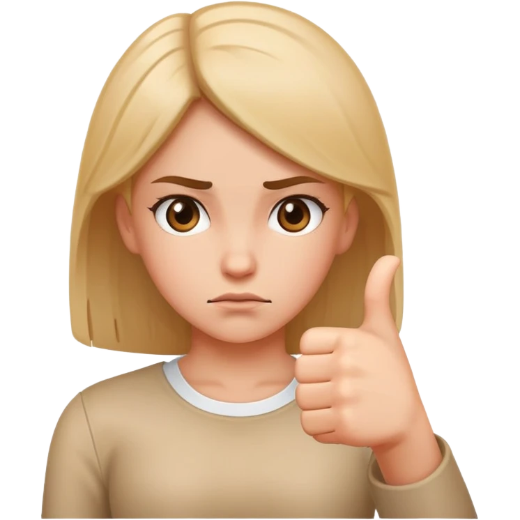 girl showing thumbs down emoji