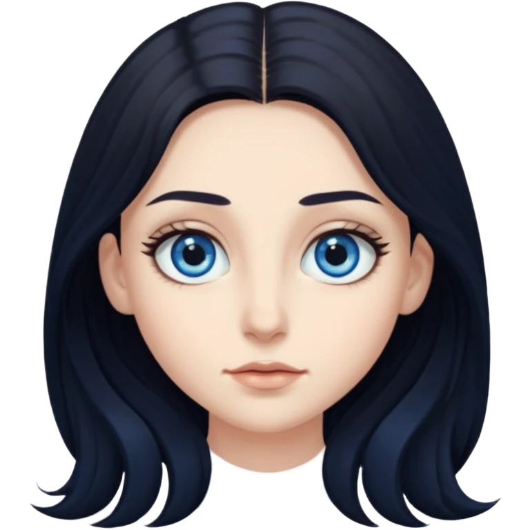 long dark hair with big blue eyes and long dark eyelashes emoji