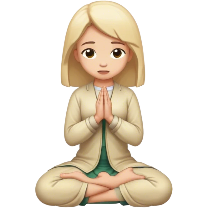 A girl prays on her knees  emoji