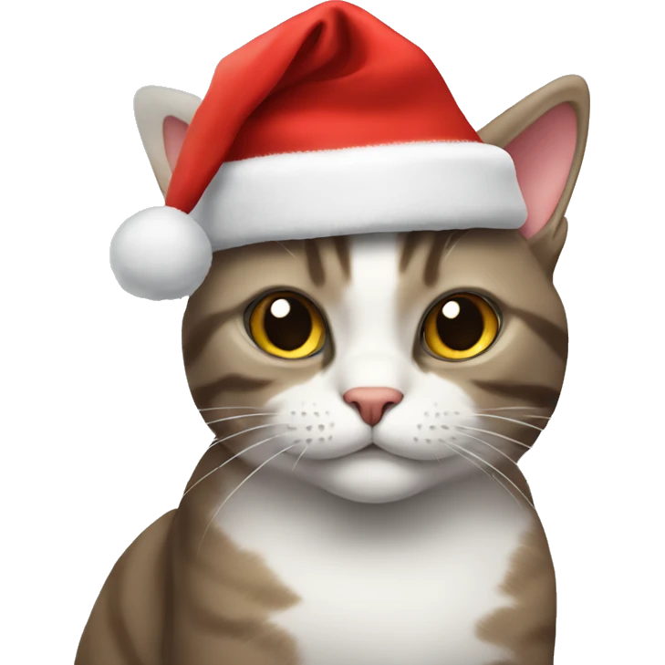 Cat wearing a Christmas hat emoji