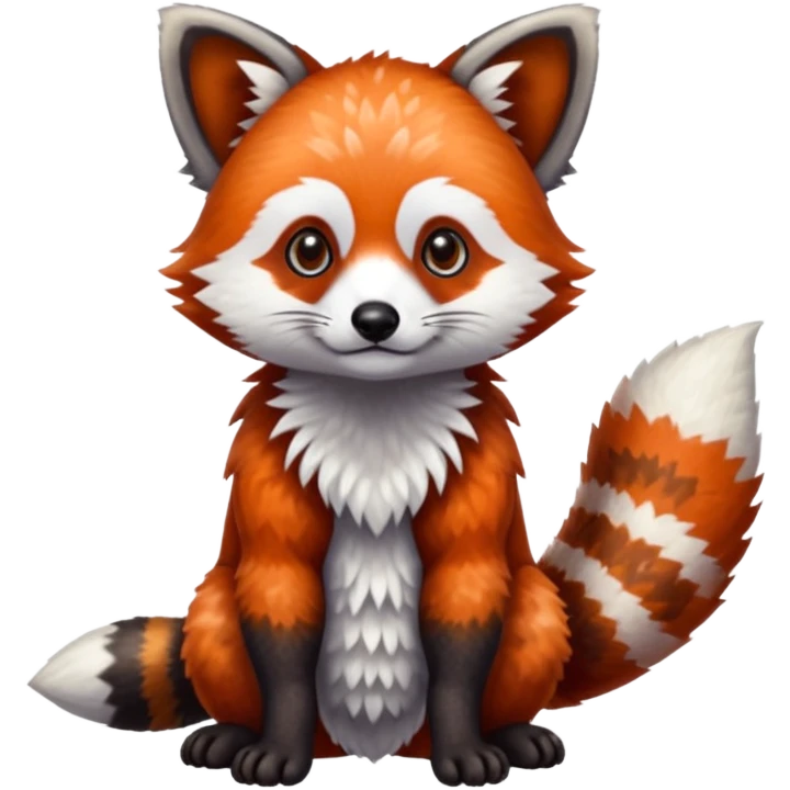 Realistic patterned speckled flurry scaly 4-legged quadrupedal Red-Panda-Munchkin-Kitten-Lemur-Raccoon-Dog-Red-Fox-animal-fusion-hybrid, Full body emoji