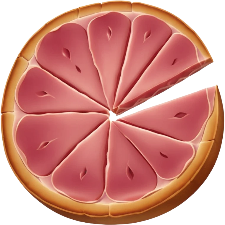 single slice of ham, round, flat, pink emoji