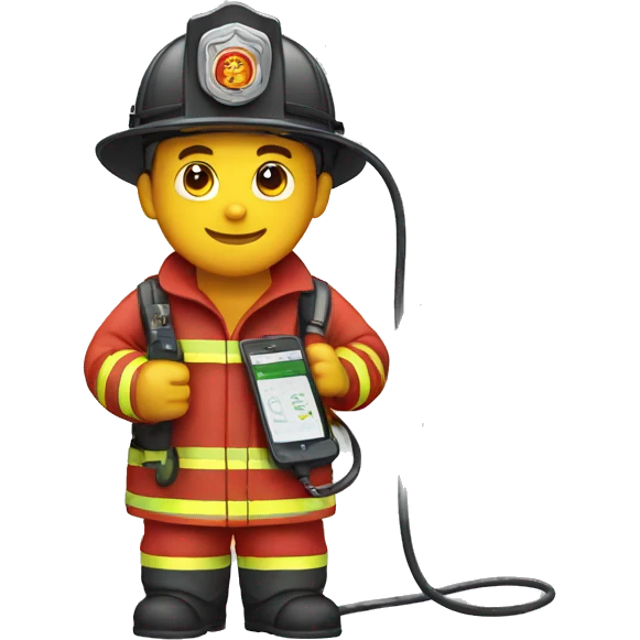Firefighter holding a phone charging cable emoji