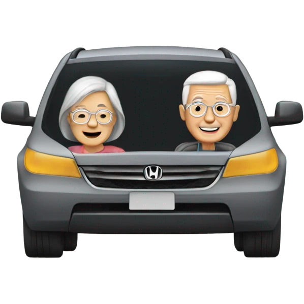 A retired couple driving fast in a Honda pilot emoji