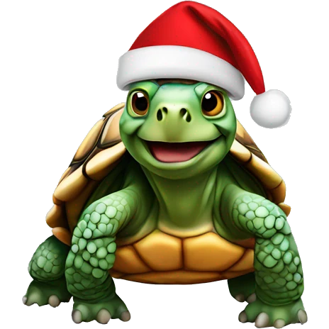 Tortoise wearing a Santa hat emoji