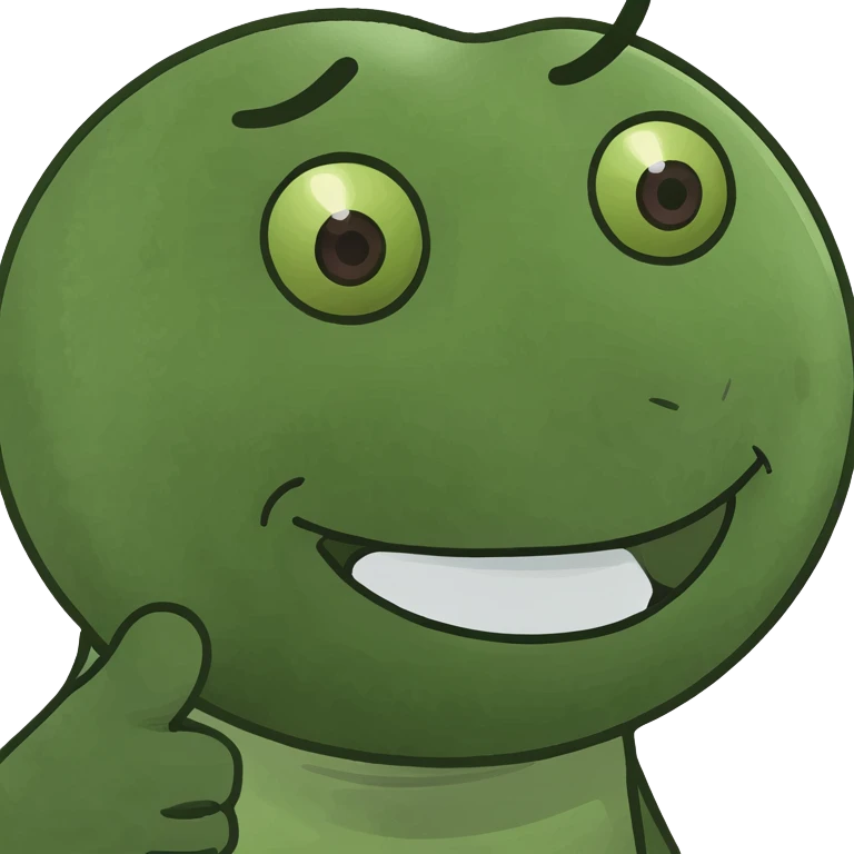 Make the green happy emoji face wink, keep the style and no background. emoji