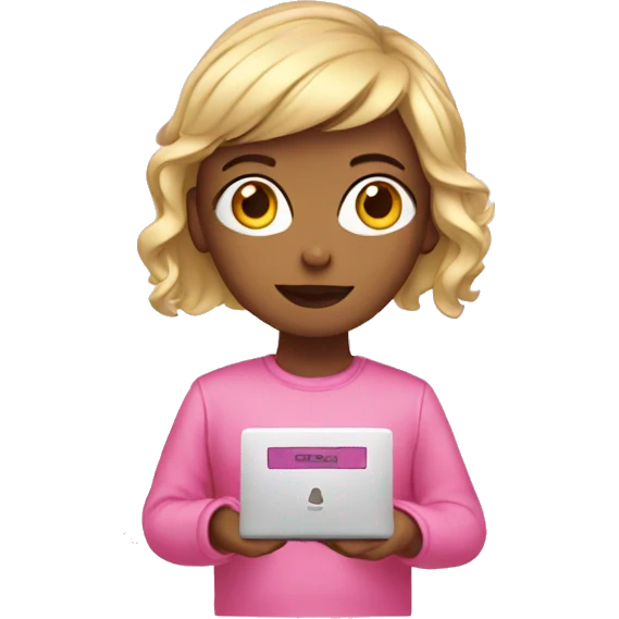 Girl wear pink coding with pink computer  emoji