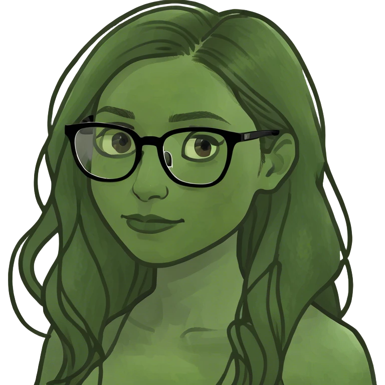 Light skinned Woman with dark roots brown  balayaged long hair and quadratic thin glasses emoji