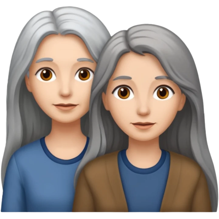 2 Frauen, die sich gerne haben, davon 1 grauhaarig, 1 braunhaarig, lange Haare emoji