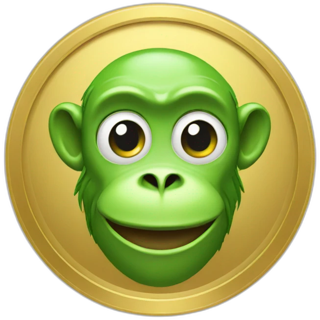 Gold coin with green monkey face emoji