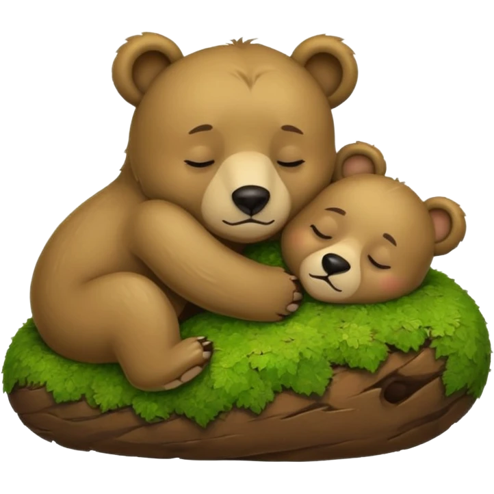 bear cub hugging moss pillow asleep emoji
