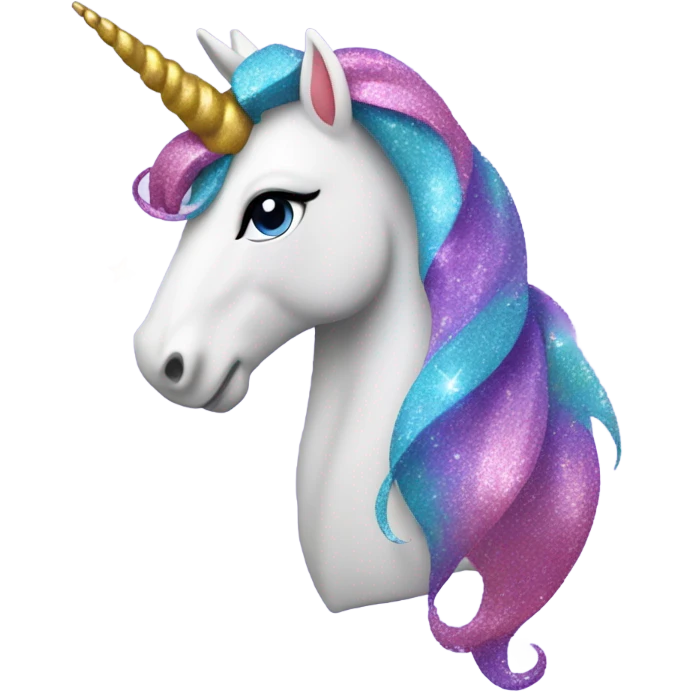 Multicolour glittery unicorn emoji