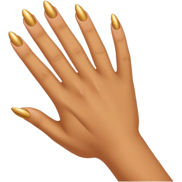 Tan skin hand with very short gold nails emoji