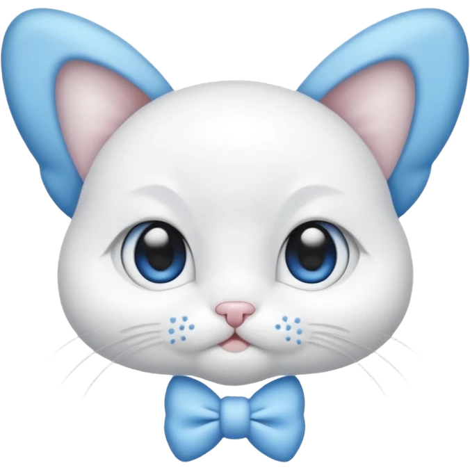 Bébé chat blanc et blanc avec noeud papillon bleu emoji