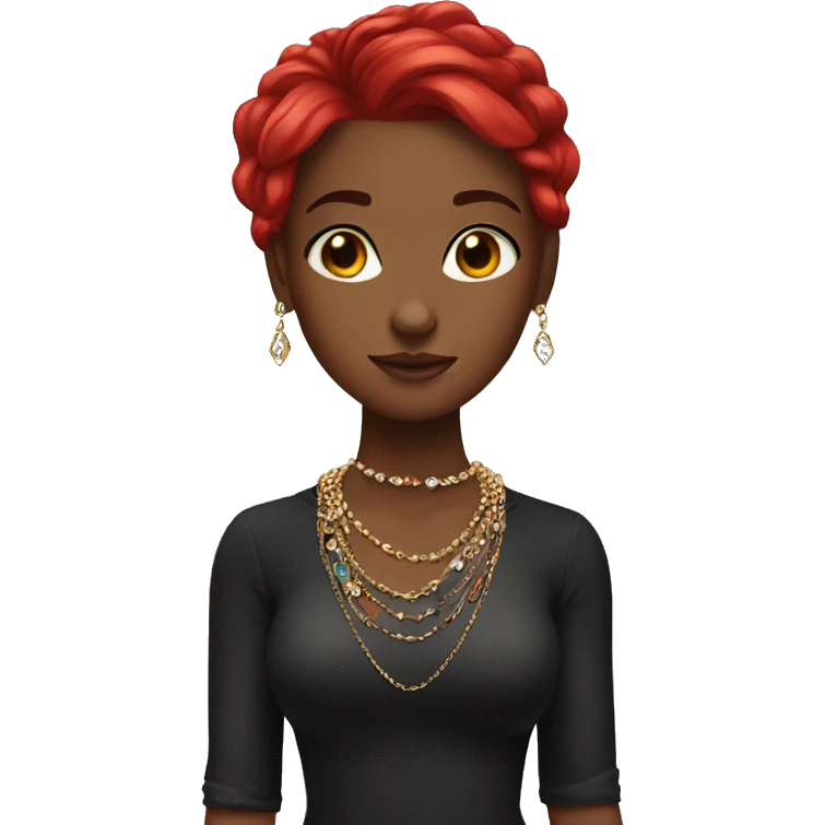 black and red haired girl with jewelry emoji