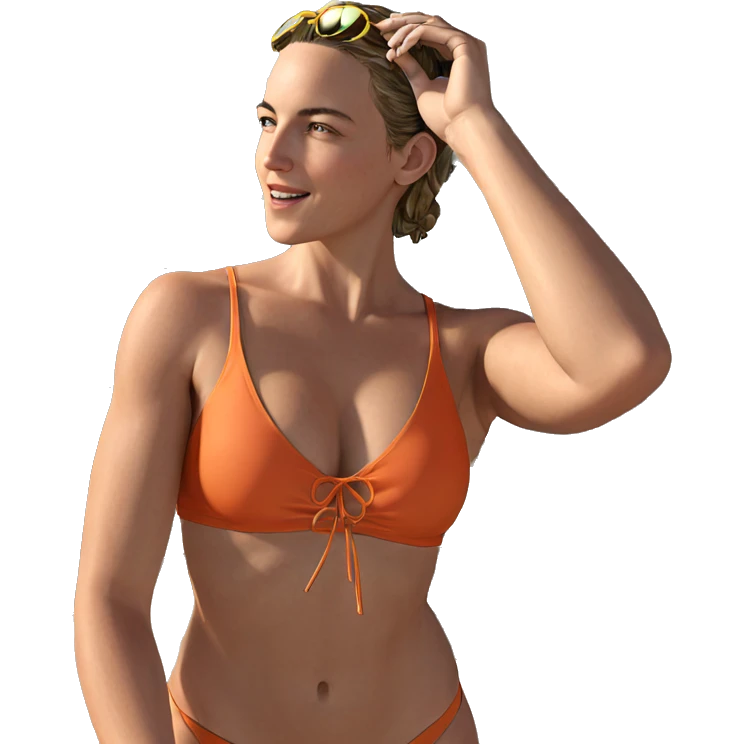girl in swimsuit by ocean emoji