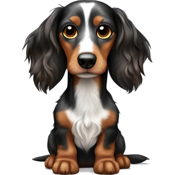 Black & brown Merle long haired Dachshund full body emoji