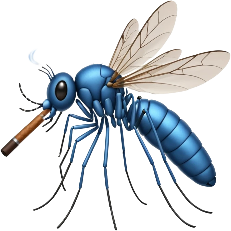 mosquito azul fumando un cigarro emoji