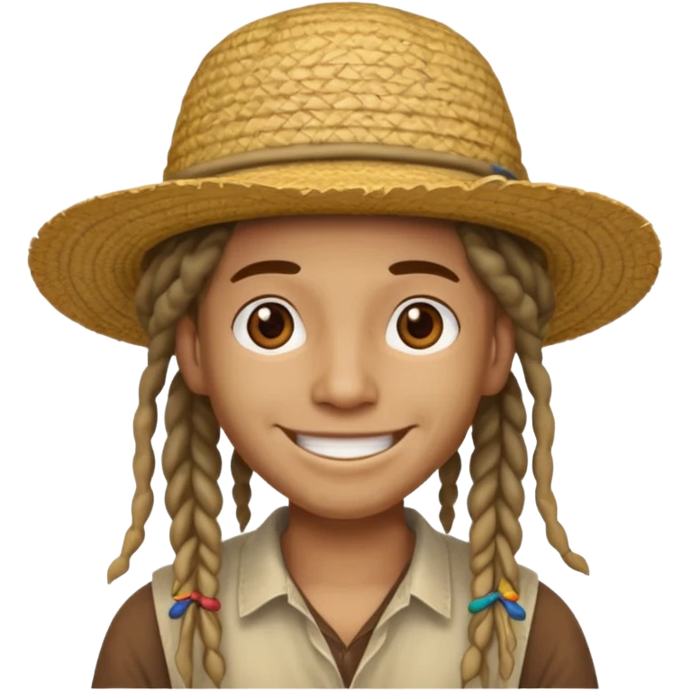 dreadlocks Traveler with straw hat emoji