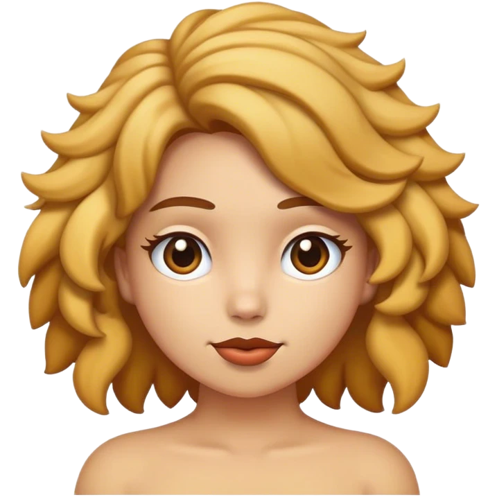 chica con pelo rizado color rubio con castaño con piel blanca emoji