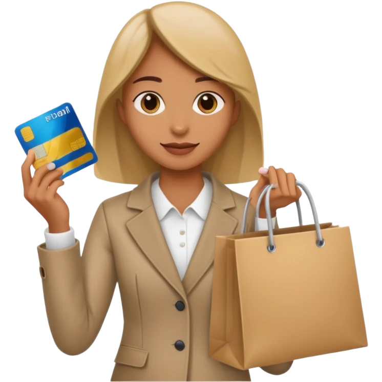 emoji of a person carrying a shopping bag and showing a credit card emoji