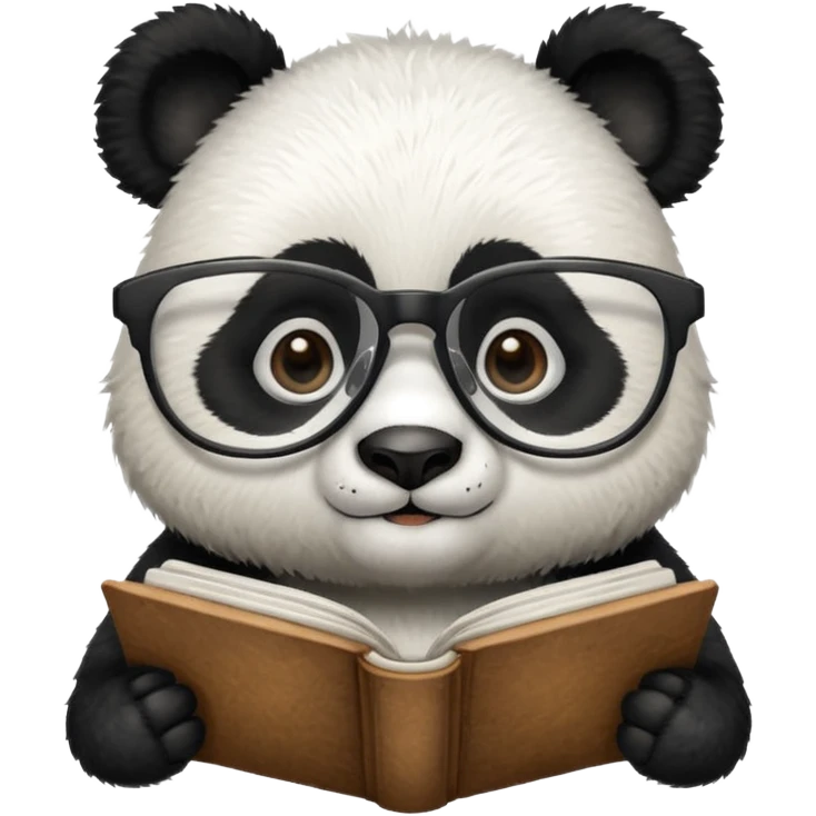 panda as a designer, with glasses and a sketchbook emoji