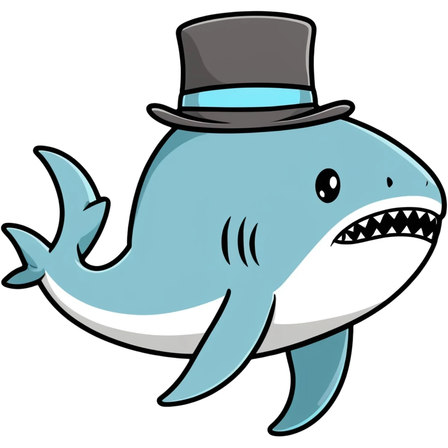 Shark with a top hat emoji