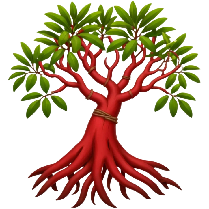 cut red mangrove and cut roots emoji