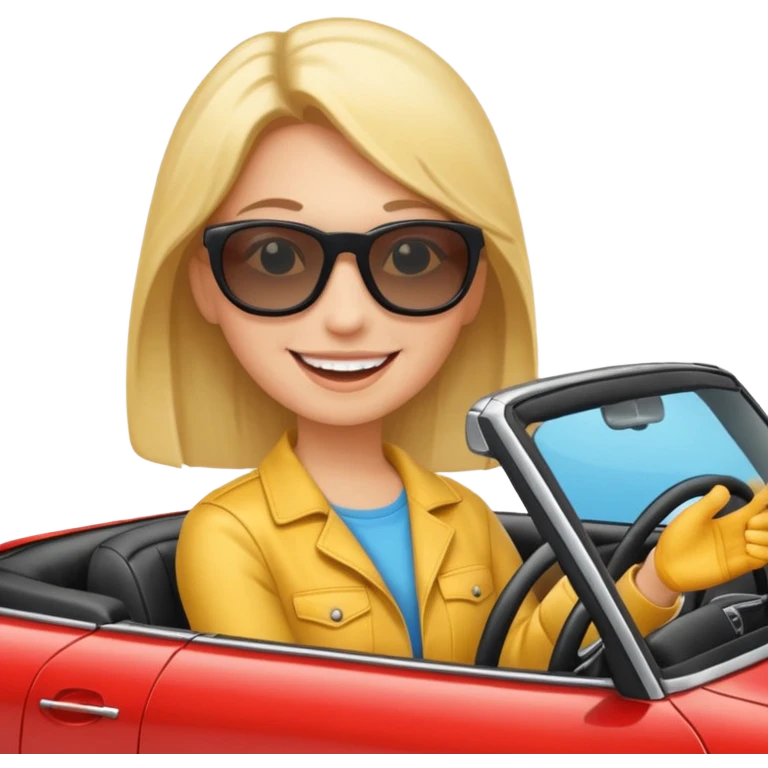 chat avec des lunettes de soleil dans une voiture décapotable emoji