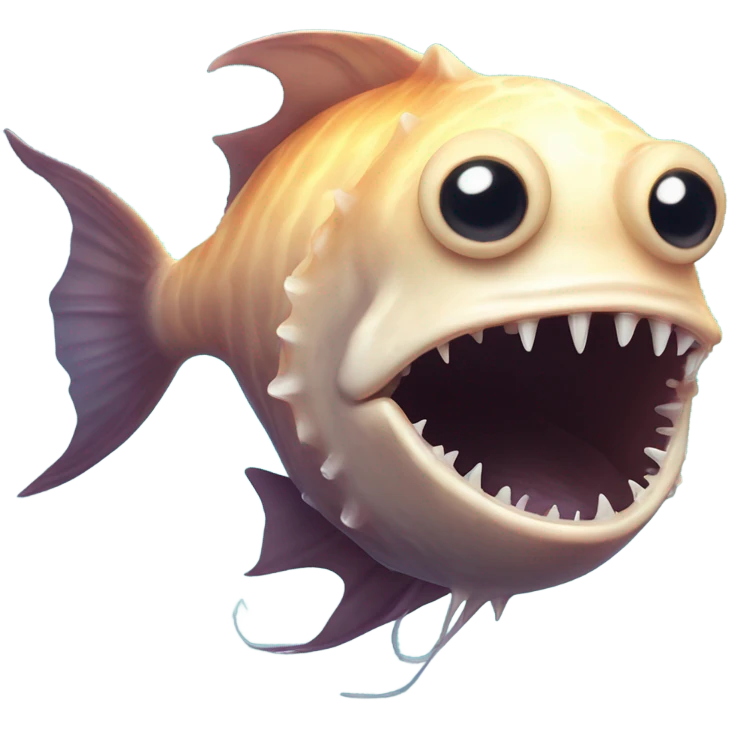 Anglerfish with glowing lure, sharp teeth, and big eyes. emoji