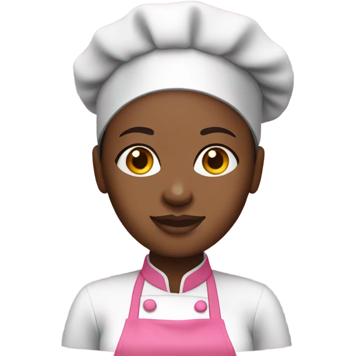 female Nigerian chef with hairnet and pink apron emoji