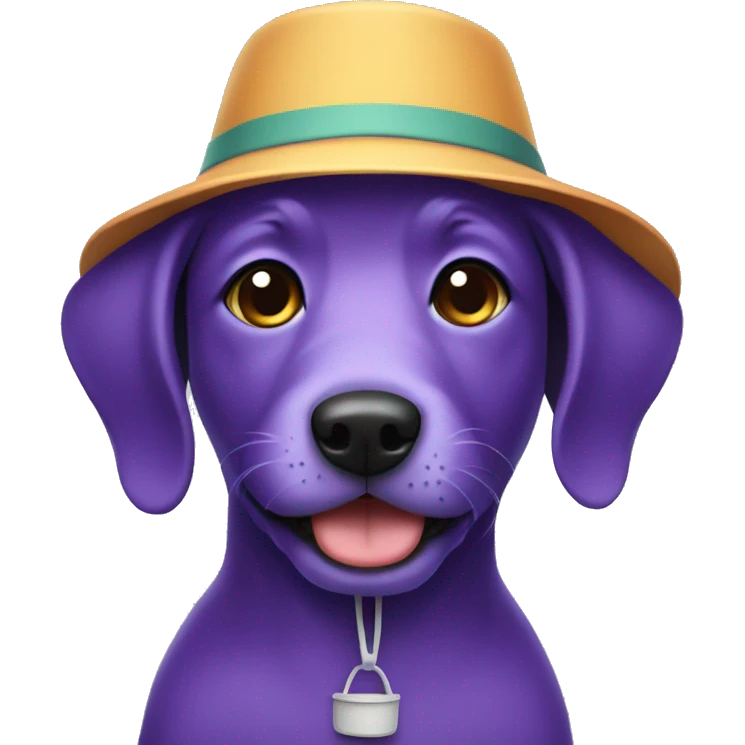 purple dog wearing bucket hat emoji