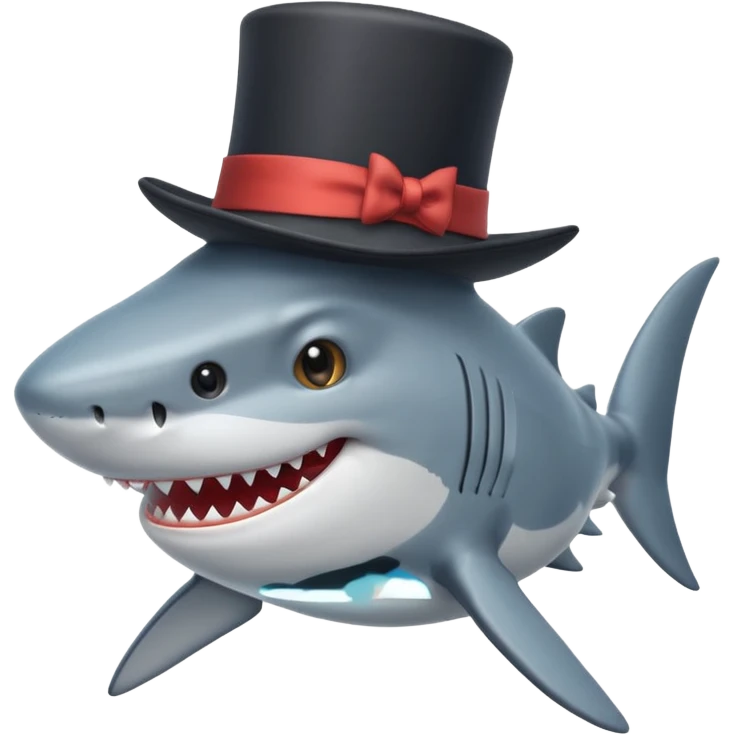 Shark with a top hat emoji