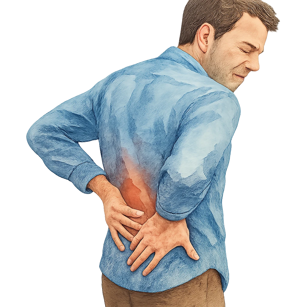 watercolor style man with backache emoji