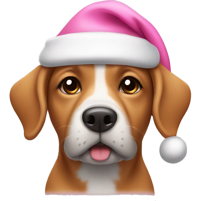 dog wearing pink santa hat emoji