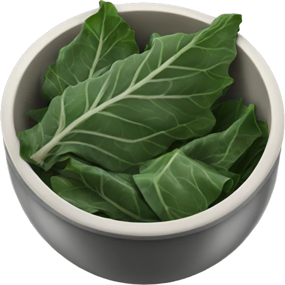 Cooked Collard greens in bowl emoji