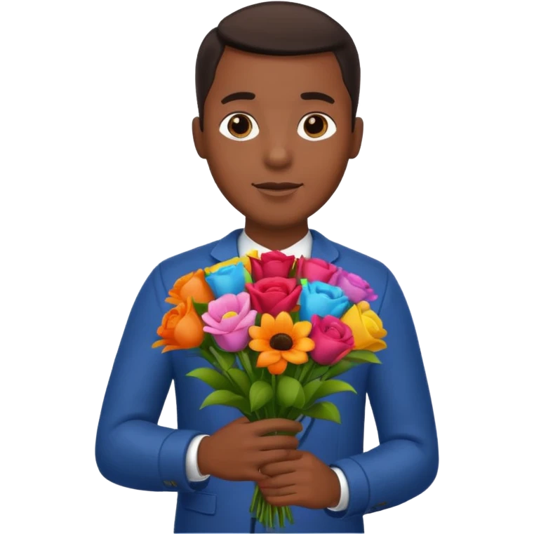Black Male hand give a bogue of flowers emoji
