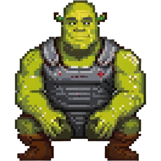 very muscular Shrek soothing Elon Musk emoji
