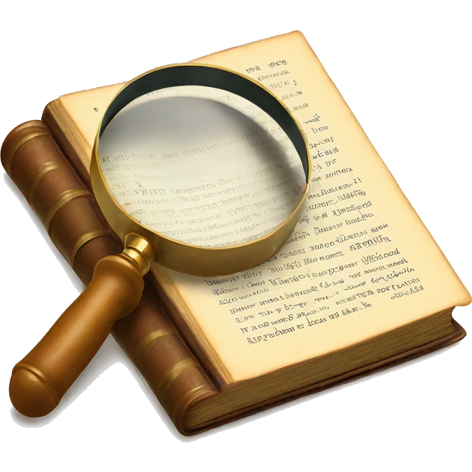 vintage book with magnifying glass emoji